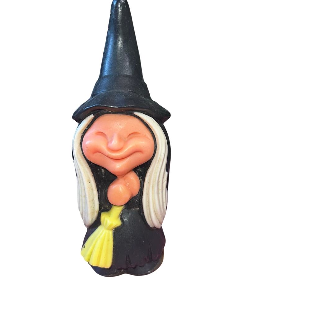 Vtg Wizard Decorative Air Freshener 6" Grinning Witch Broom Figurine Halloween